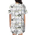 thumbnail image 4 of Womens Pajama Sets With Pocket, Classic Cute Cartoon Cat Lounge Sets Short Sleeve Sleepwear PJ Sets for Women, 4 of 6