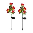 thumbnail image 1 of Red Plastic Solar Simulation Rose Light Garden Stake Outdoor Decor 2Pcs 29.53X7.87 Inch Red, 1 of 7