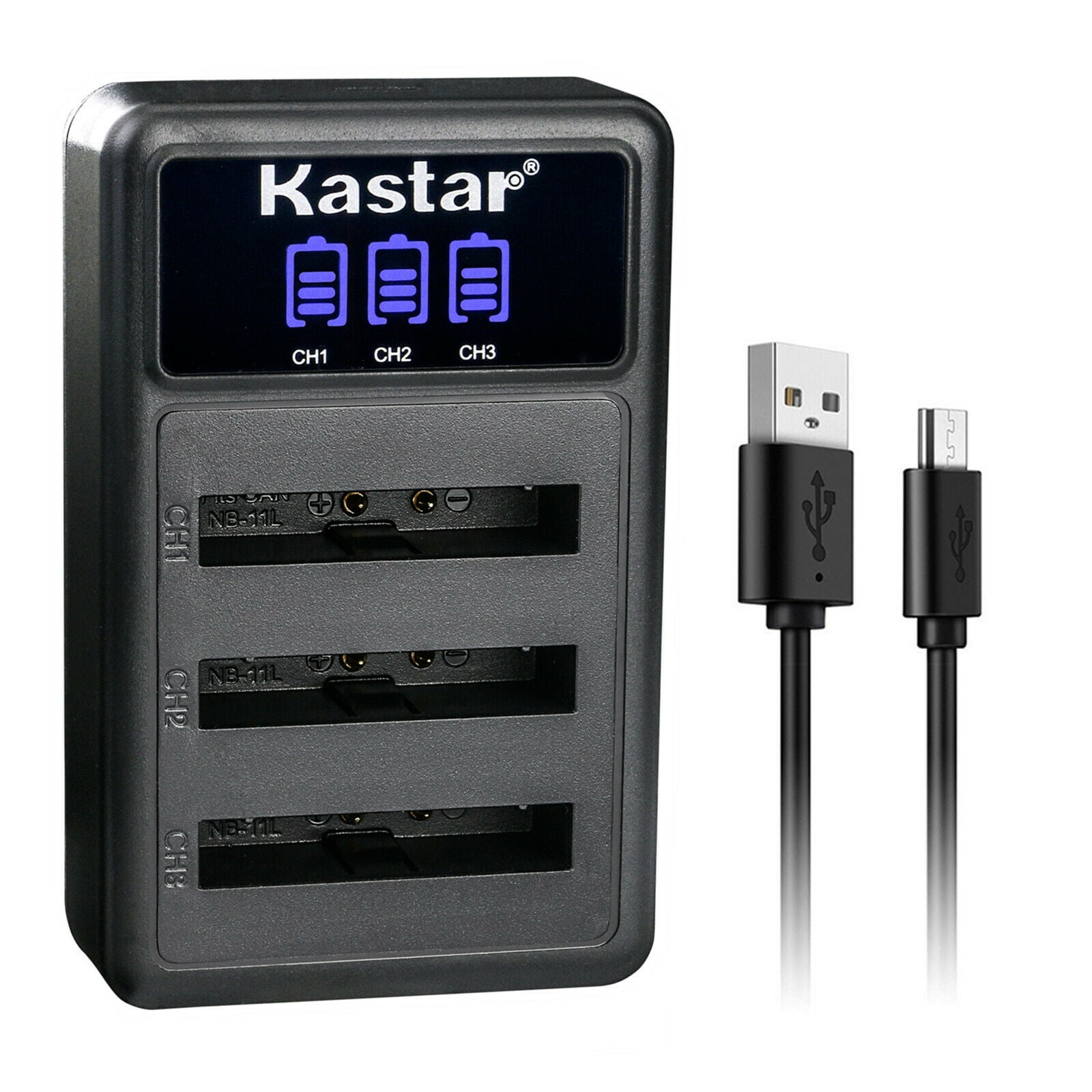 Kastar NBL LCD Triple USB Battery Charger Compatible with Canon