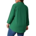 thumbnail image 3 of Agnes Orinda Plus Size Blouses for Women 3/4 Sleeve V Neck Work Shirts Casual Blouse 3X Green, 3 of 6