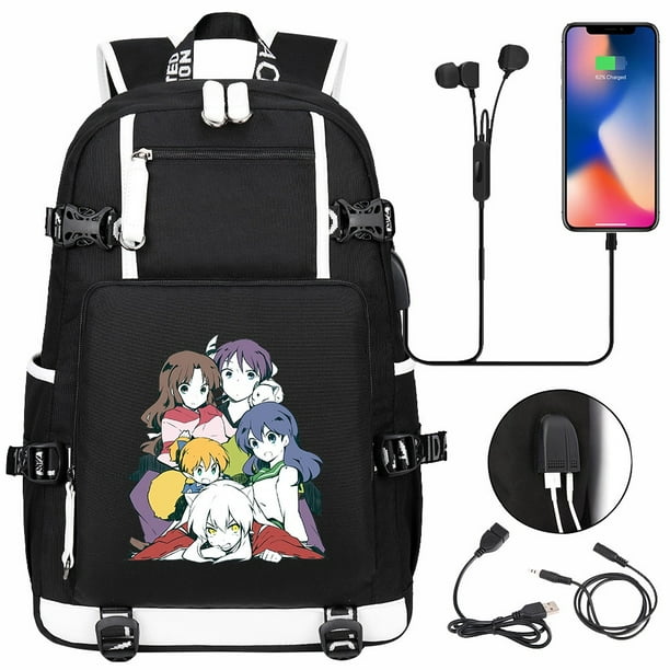Anime Dibujos Animados Inuyasha USB Gran Capacidad Joven Estudiante Mochila Hombres Mujeres Ocio Viaje Walmart en linea
