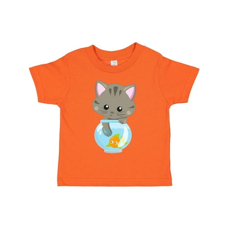 

Inktastic Cute Cat Little Cat Kitty Kitten Fish Bowl Girls Toddler T-Shirt