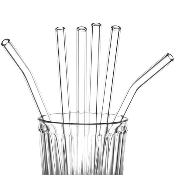 Glass Drinking Straw Set Clear Reusable Borosilicate Glass Straws with Cleaning Brush, Dishwasher for Smoothies Coffee and Cold Drinks
