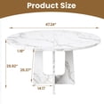 thumbnail image 7 of Round Dining Table for 4-6, PAPROOS 47''Large Kitchen Table, Dining Room Table with Marble-Color Wood Tabletop & Cross Base, Circle Dining Dinner Table for Kitchen Dining Room, White(Only Table), 7 of 7