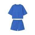 thumbnail image 6 of BRELIL Women's Two Piece Set Round Neck Short Sleeve Tshirt Pocket Elastic Waisted Shorts Casual Solid Basic Lounge Outfits Summer Travel Vacation Tracksuit, Blue XL, 6 of 9