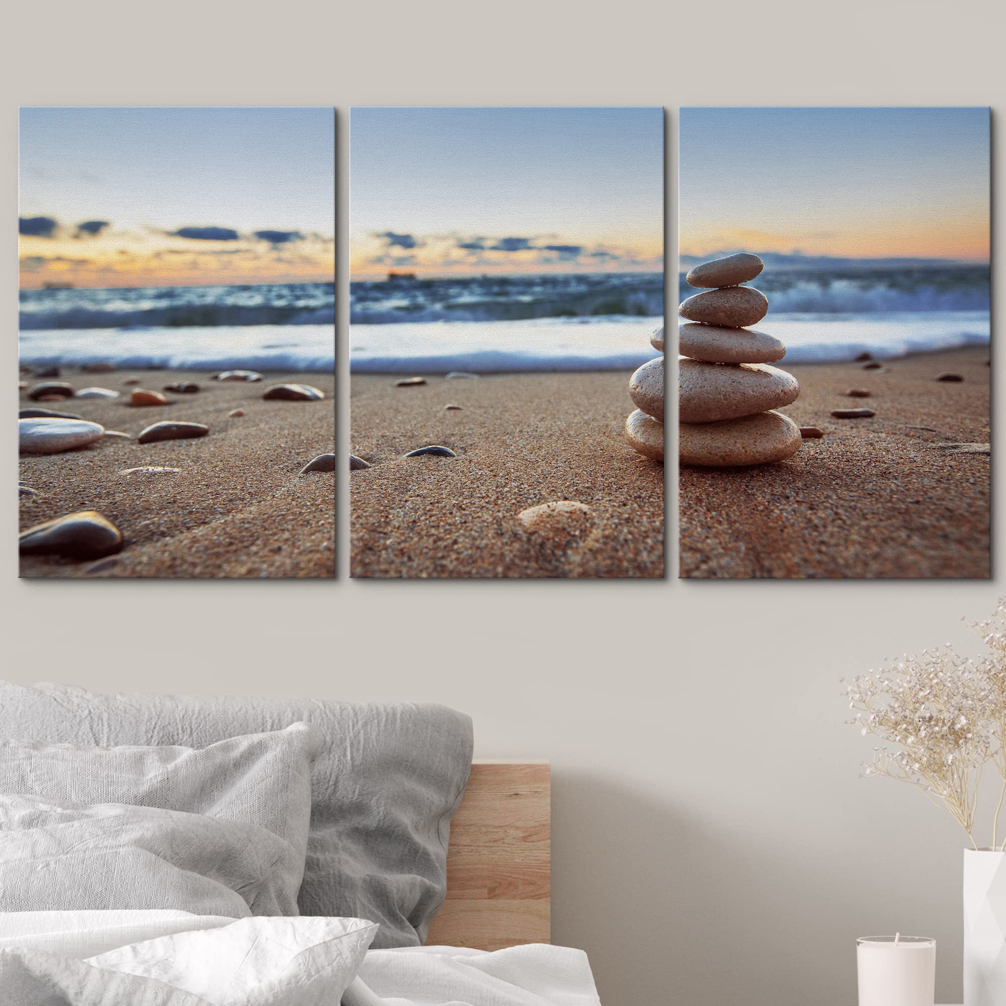 wall26 Canvas Print Wall Art Set Pebbles Along The Ocean Beach Coast Nature Wilderness Photography Realism Chic Scenic Relax/Calm Multicolor for Living Room, Bedroom, Office - 16&quot;x24&quot;x3 Pan - image 3 of 5