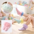 thumbnail image 4 of CHCNHAC 2 Pairs Girls Ruffle Lace Socks Light Green Frilly Ankle Socks for Toddlers Kids, Soft Cotton Ballet Style Short Socks with Large Ruffles, Cute Princess Party Dance Recital Gift, 4 of 6