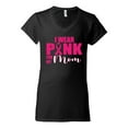 thumbnail image 2 of I Wear Pink for My Mom Survivor Awareness Womens V-Neck Tee, Black, Small, 2 of 3