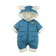 thumbnail image 1 of PMVFHDE Liquidation Combinaison Garçon Barboteuse Bébé Filles Garçons Combinaisons de Neige à Capuche Mignonne Oreilles de Rabbit Manteau d'Hiver Combinaison Bleu Foncé,12-18 Mois, 1 of 3
