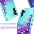 thumbnail image 4 of Starshop Galaxy A54 5G case, With Tempered Glass Protector, Liquid Glitter Quicksand Bling Diamond Teal/Purple, 4 of 5