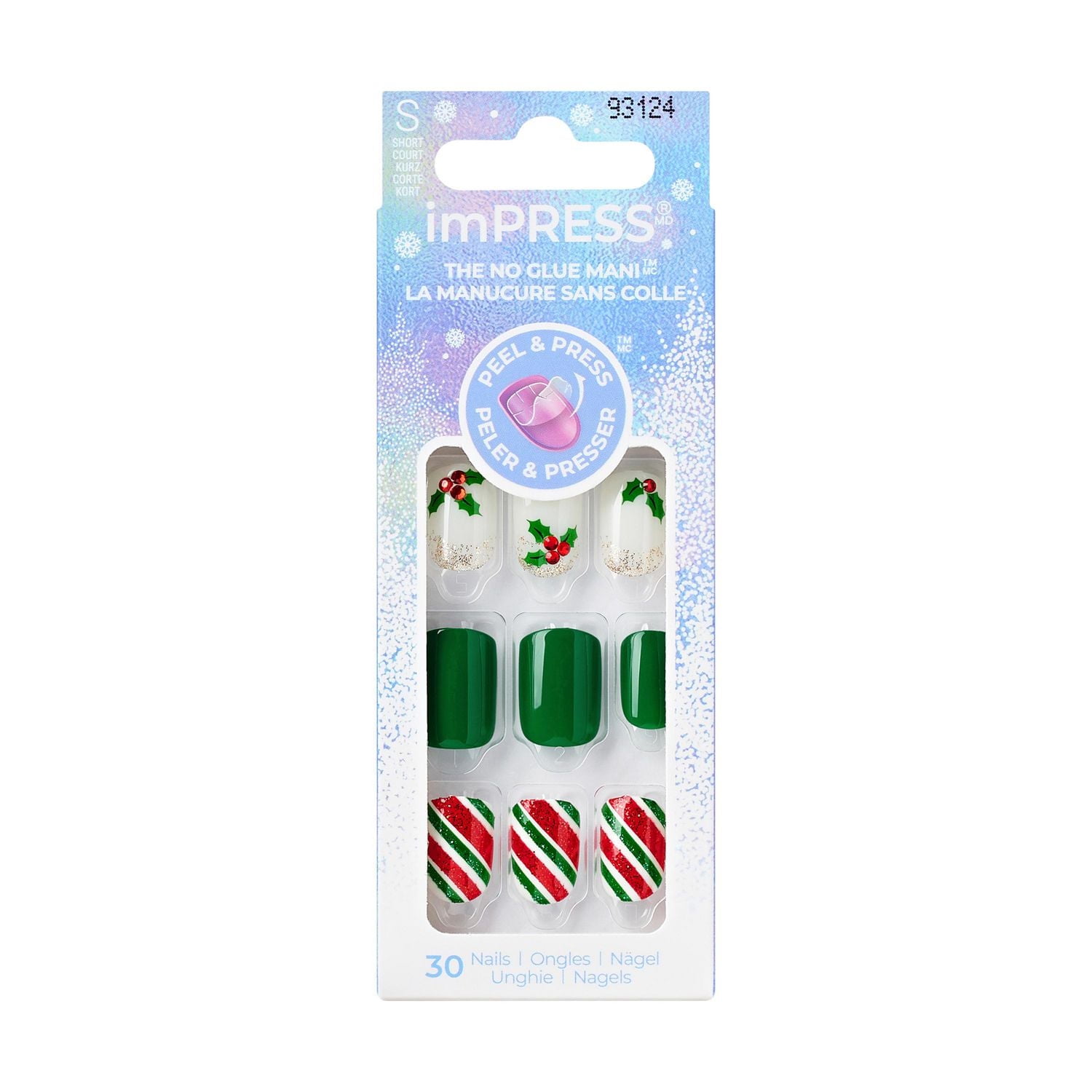 imPRESS Holiday Press-On Nails - Short Length - Square Shape - 30 Ct.