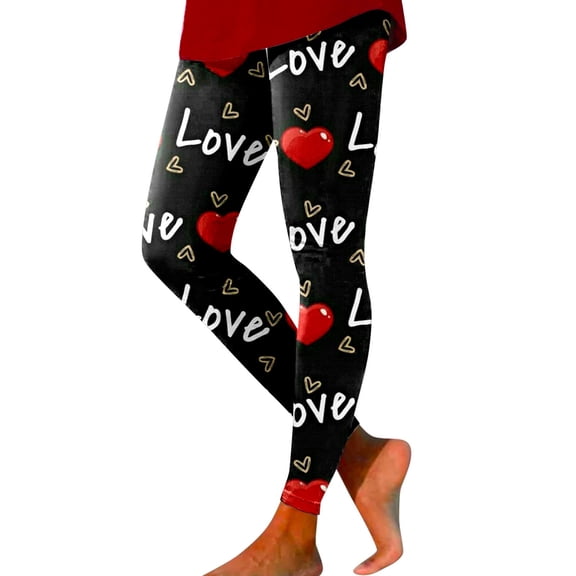 High Waisted Leggings for Women Valentine'S Day Love Print Super Soft Stretch Tights Leggings Sport Workout Pants Fitness Womens Leggings Tummy Control Casual Pants for Women