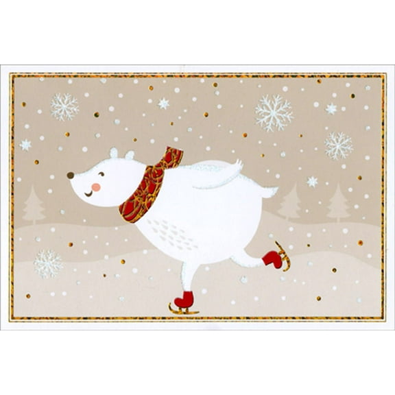 Pictura Skating Polar Bear Christmas Card