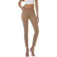 thumbnail image 1 of Pantalones vaqueros elásticos ajustados de tiro medio de colores con bolsillos reales completos de algodón 98 % coloridos para mujer (estándar y grande) Khaki-basic18 Short, 1 of 5