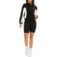 thumbnail image 2 of INSPIRE CHIC Onfers Women Half Zip Crop Sweatshirts Long Sleeve Oversized Pullover Sweaters Workout Fall Outfits with Pockets L Black White, 2 of 5
