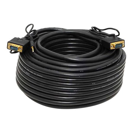 UPC: 0844660053644 | Monoprice Super VGA Cable – 100 Feet – Black | VGA/SVGA Male to Male Monitor Cable w/Stereo Audio and Triple Shielding  22AWG conductor
