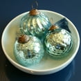thumbnail image 5 of Set of 4 Crystal Light Blue Mercury Glass Ornaments (3.15 Inch Vintage Crackled Ball) - Perfect for Christmas Tree, Hanging Holiday Decoration, Gifts & Home Decor, 5 of 7