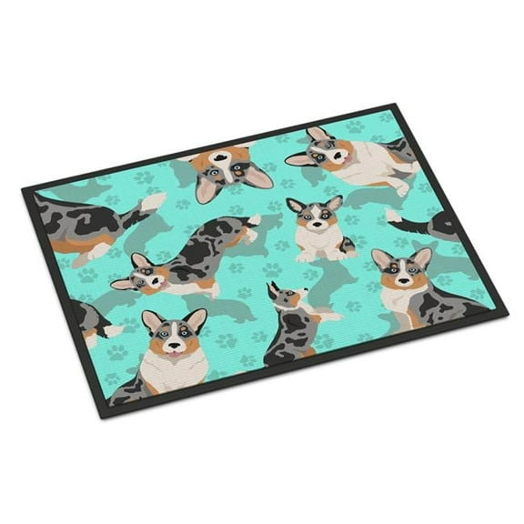 Blue Merle Welsh Cardigan Corgi Indoor or Outdoor Mat 24x36 36 in x 24 in