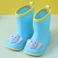 thumbnail image 2 of KPOPLK Toddler Boys Rain Boots Waterproof Kids Girls Lightweight Easy-On Pull-On Handles Non-Slip Sole Cute Dinosaur(Sky Blue,12), 2 of 5