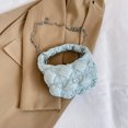 thumbnail image 4 of Bolso de mano para mujer, bandolera plisada con cadena, neceser de maquillaje (azul claro) Likrtyny Para Estrenar, 4 of 5