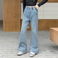 thumbnail image 3 of YUEHUA y2k jeans for girls size 14/16, Kids Baggy Jeans Girls Flared Trousers Elastic Waist And Multiple Pockets Cargo Pants Trousers Jeans Denim Pants For Children, 3 of 8