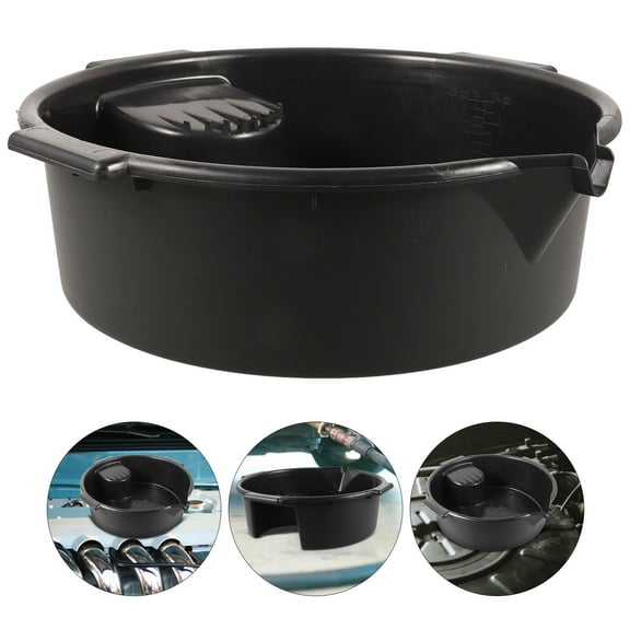 HEMOTON Durable Plastic Oil Drain Pan for Car Use Large Capacity Black Automotive Repair Accessory