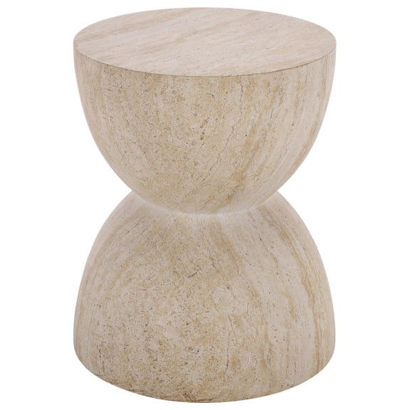 Safavieh Tina Hourglass Outdoor Polystone End Table, Travertine