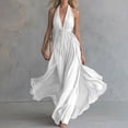 thumbnail image 6 of Womens Halter Sleeveless Casual Long Dress, Summer Pleated Waist Maxi Sundress, Elegant Flowy Swing Beach Dress for Party, 6 of 6
