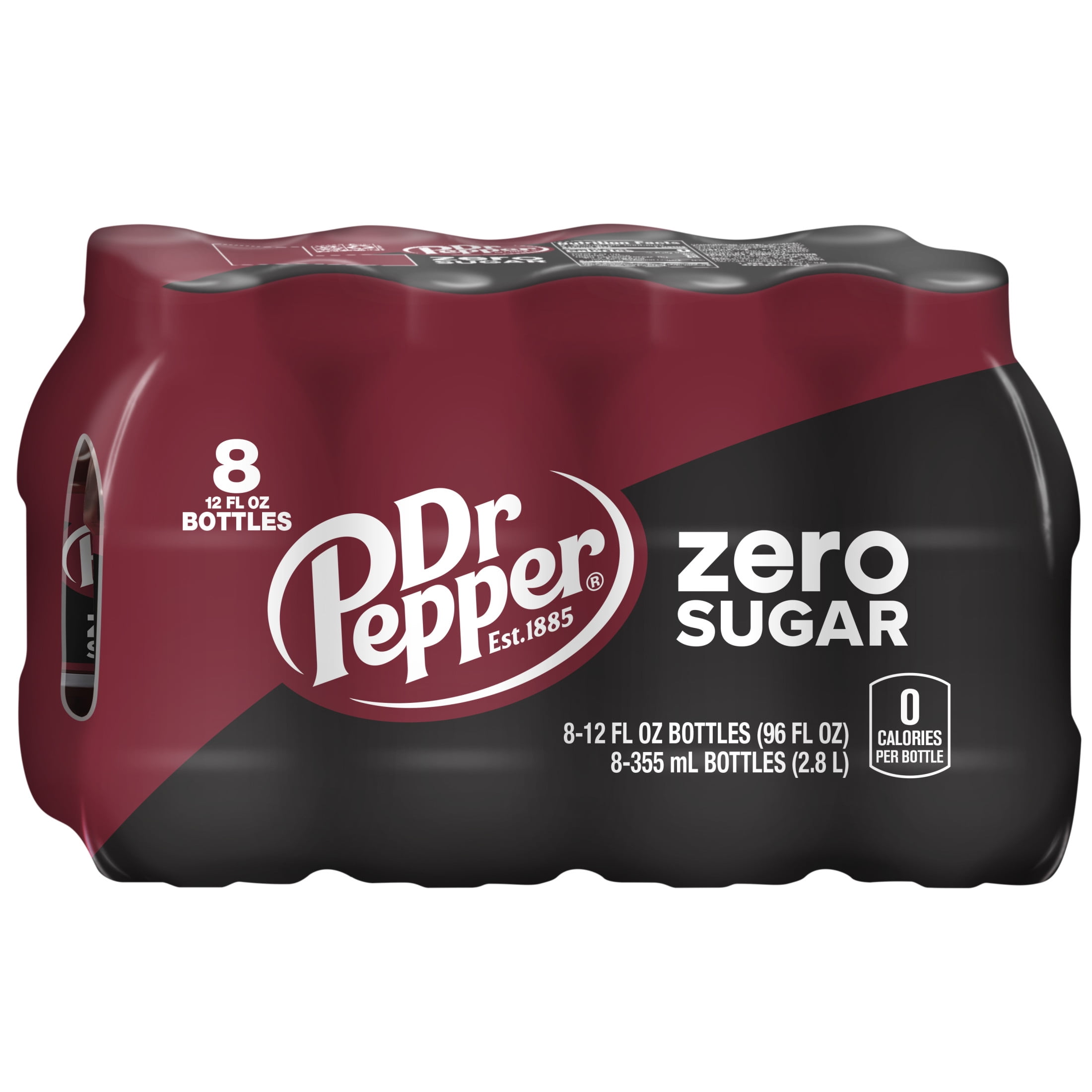 Dr Pepper Zero Sugar Soda Pop, 12 fl oz, 8 Pack Bottles