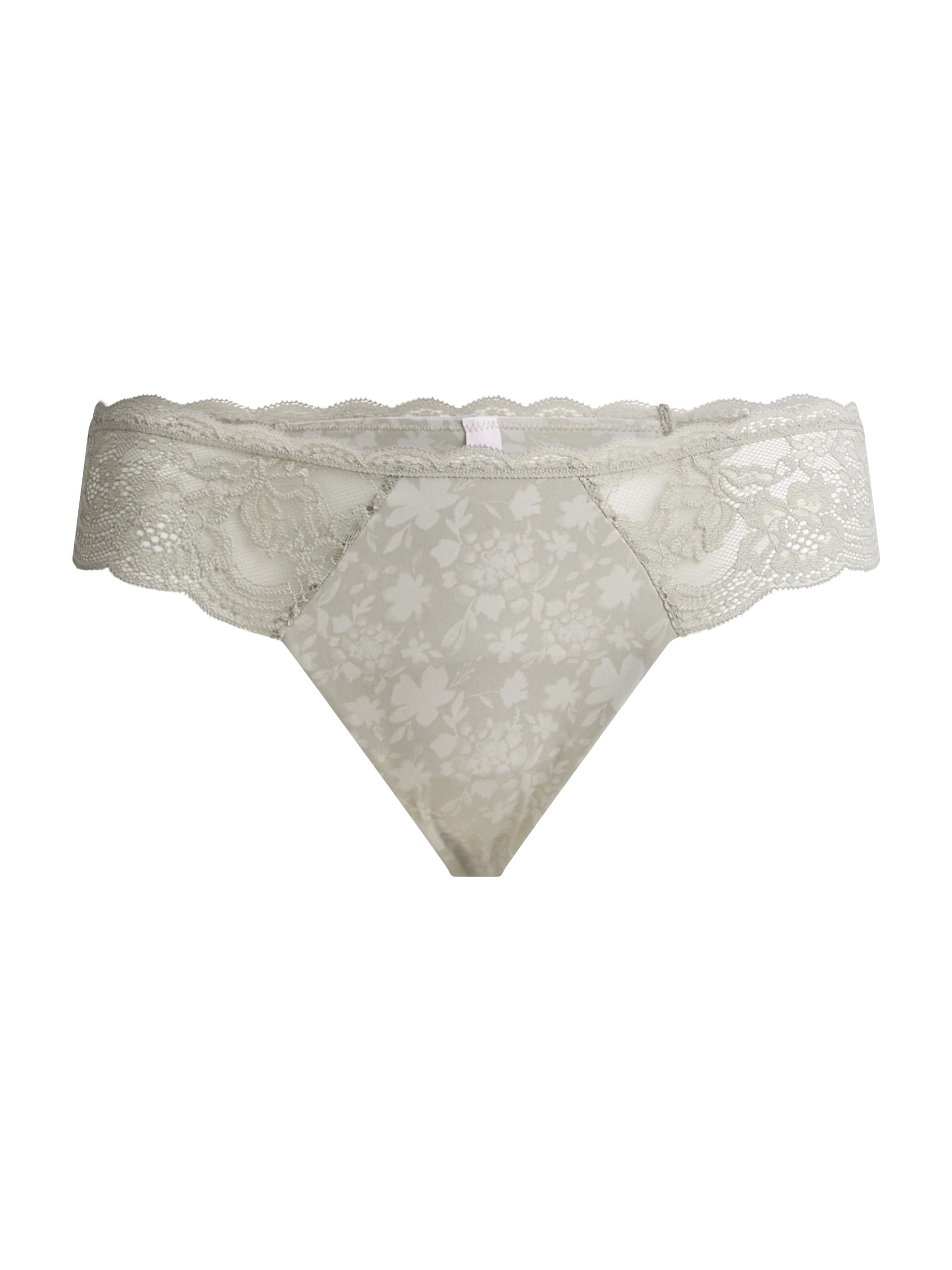 Joyspun Women's Microfiber and Lace Thong Panties, 3-Pack, Sizes XS-3XL