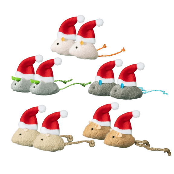 Cat Toys Interactive for Indoor Cats, 10 Pack Cat Mouse Toy, Cute Plush Catnip-Filled Mice Toys for Indoor Cats, Christmas Catnip Mouse Toys Plushies, Interactive Chew Bite Toys for Cat Kitten Indoor