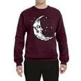 thumbnail image 2 of Wild Bobby Crescent Moon Astrology Puff Print Fashion Unisex Crewneck Sweatshirt, Maroon, XX-Large, 2 of 6