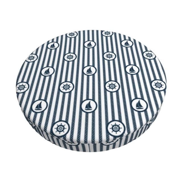 Easygdp Nautical1 Print Easy To Install Bar Stool Covers&Stool Covers Round&Elastic Stool Cover, Barstool Covers,Washable&Bottom With Elastic Edge-14 inch