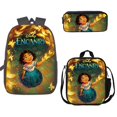 thumbnail image 2 of Mochila escolar de tres piezas para niños y niñas de Disney, bolso de hombro, mochila escolar para estudiantes, mochilas para estudiantes Encanto, juego de estuches para lápices, 2 of 5
