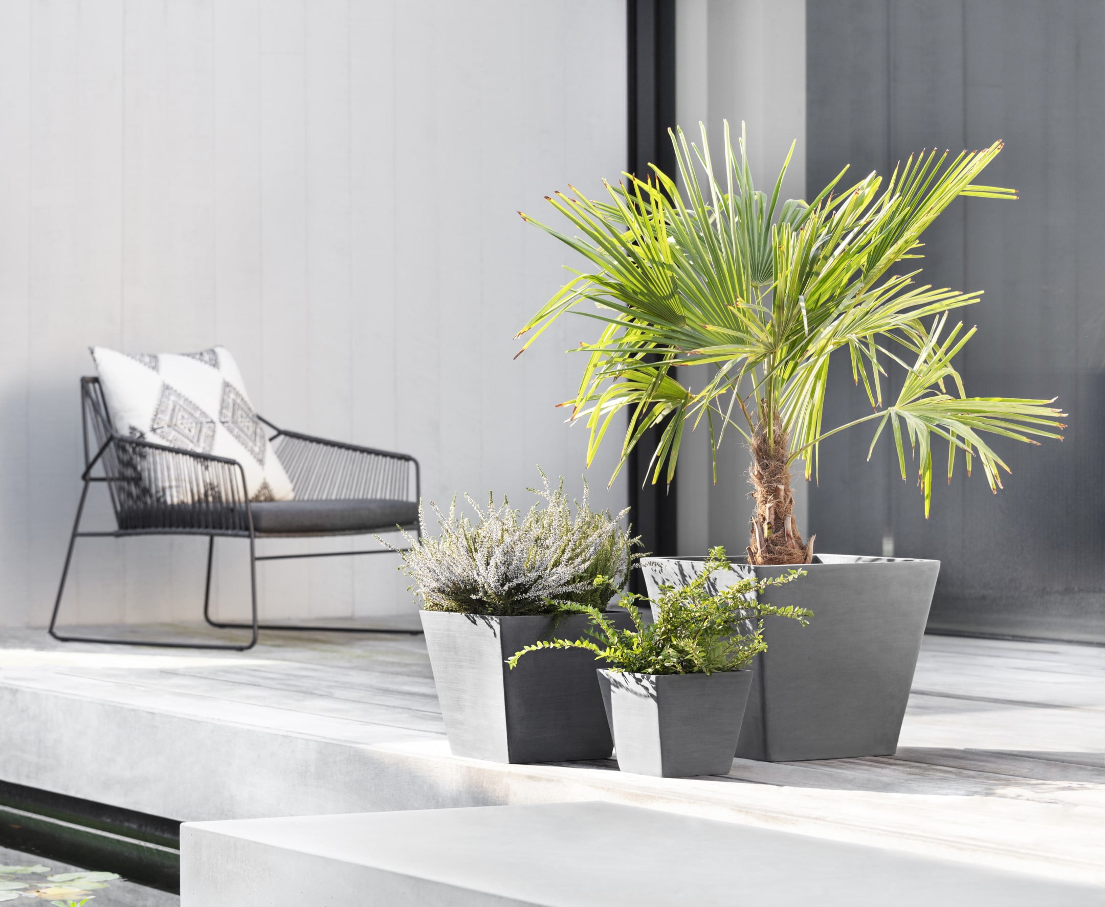 Ecopots Rotterdam Durable Modern Square Indoor/Outdoor Recycled Based Composite Flower Planter, Grey, 8"