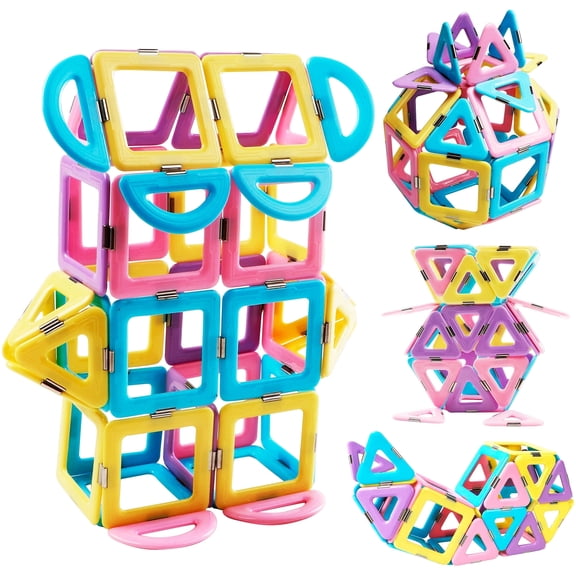 Magblock Toys for 3 4 5 6 Year Old Girls, 52Pcs Preschool Creative Learning Building Blocks for Kids