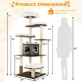 thumbnail image 3 of Demi Bonn 71" Modern Cat Tree Tower for Indoor Cats, Wood Cat Condo with Scratching Post and Removable Pads for Small Large Cats, Brown, 3 of 8