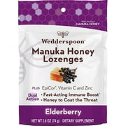 Wedderspoon Manuka Honey Immunity Lozenges with Epicor, Zinc, Vitamin C  Elderberry, 2.6 Oz (Pack of 1), Boosts Immunity Within Two Hours
