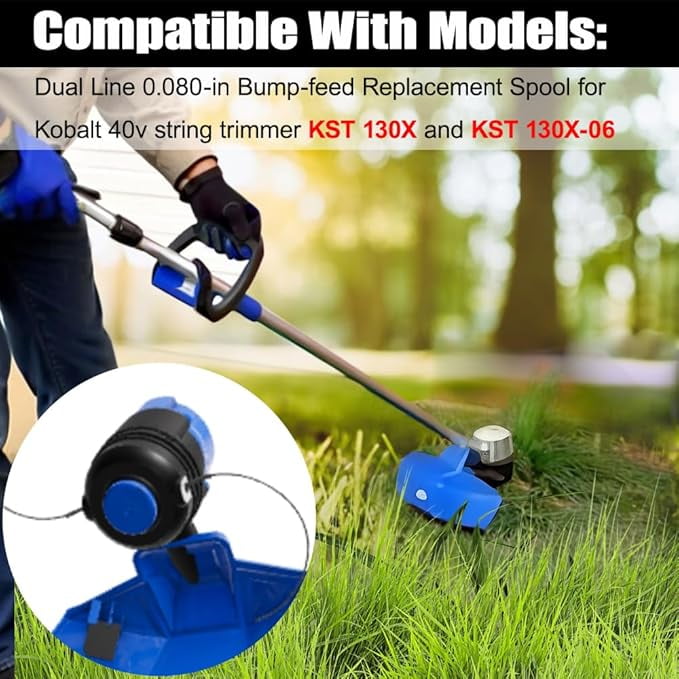 Replacement Spool Part for Kobalt KST 2540-06 Model #KST 1540-06 Model #KST 1640X-06 40V Max 2 Dual-line String Trimmers, Replacement Line for Kobalt KST 2540-06, KST 130X, KST 130X-06