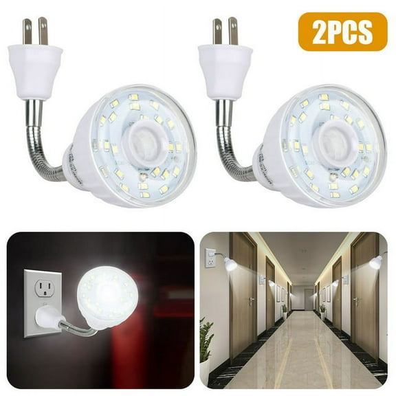 2Pcs 3W Night Lights Auto On/Off, Night Lights Plug Into Wall, Motion Sensor AC Outlet Kids Night Lights for Bedroom, Kitchen, Bathroom, Baby Room, Hallway, White