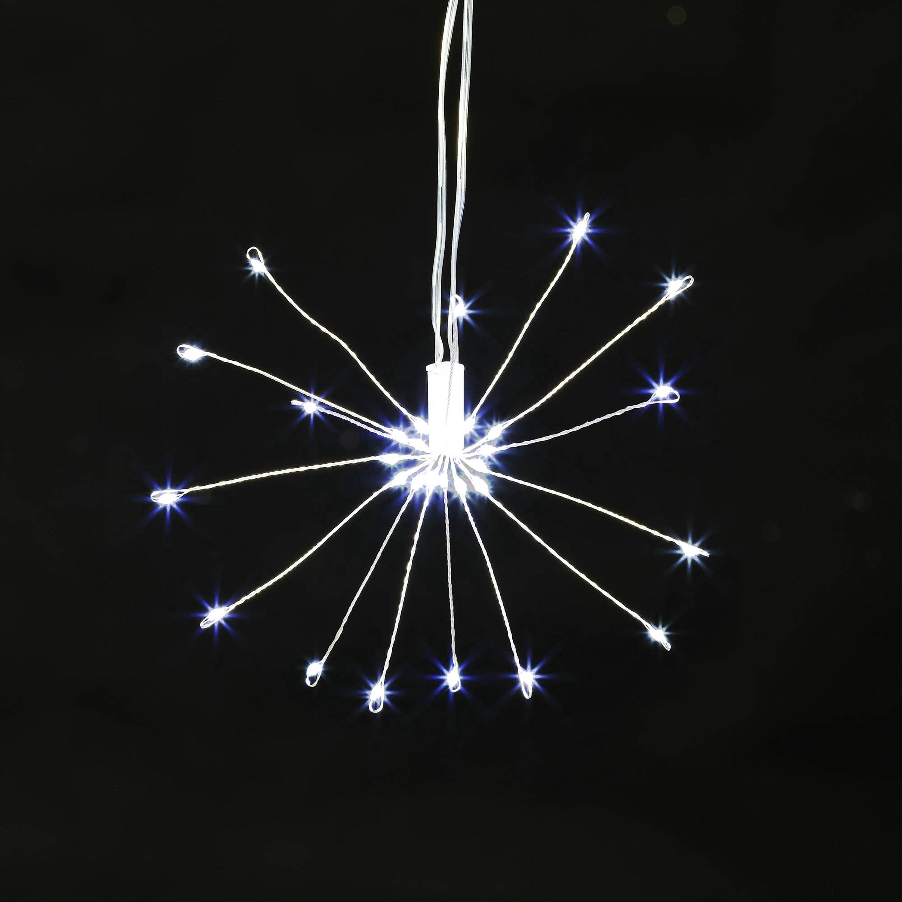 Indoor/Outdoor 6-Count LED 8-Function Starburst Christmas String Lights, Cool White, Transparent Wire, 7.5', by Holiday Time