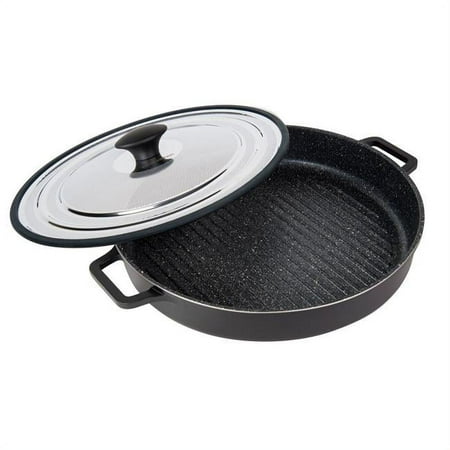 

12 in. Stovetop Oven Grill Pan with Heat-in Steam-Out Lid - Black