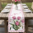 thumbnail image 4 of Pink Tulip Spring Floral Table Runner - 72 Inch Long Romantic Flowers Modern Art Plaid Cotton and Linen Blended Dress Scarves Farmhouse Table Runner for Kitchen Dining, Coffee Table, 13" x 72", 4 of 8