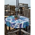 thumbnail image 2 of Outdoor Tablecloth with Umbrella Hole for Patio/Picnic/Party/Camping, Blue Boho Floral Waterproof Table Cloth Round Cover Washable, Abstract Art Paisley Flower (Dia 60"), 2 of 8