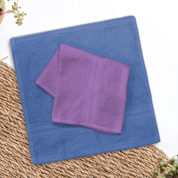Sassoon Anatolia 2 Piece Cotton Face Towel 500 Gsm (Heaven & Purple)