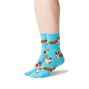 Hot Sox Womens Corgi Crew Socks, Womens Shoe Size 4-10.5, Aqua