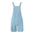 thumbnail image 4 of Gubotare Toddler Jumpsuit for Girls Girls Summer Jumpsuits Sleeveless Casual Romper Short Adjustable Spaghetti Straps Size 13-14T (Blue,13-14 Years), 4 of 6