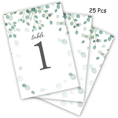 

Eucalyptus Table Numbers Wedding 1-25 Double Sided
