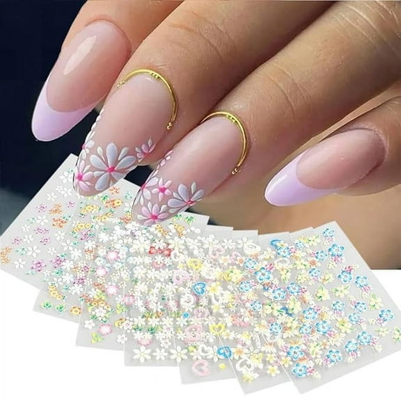 AVOKA Mini Flower Nail Art Stickers Colorful Daisy Nail Art Stickers for Nail Extension(30 SHEETS)