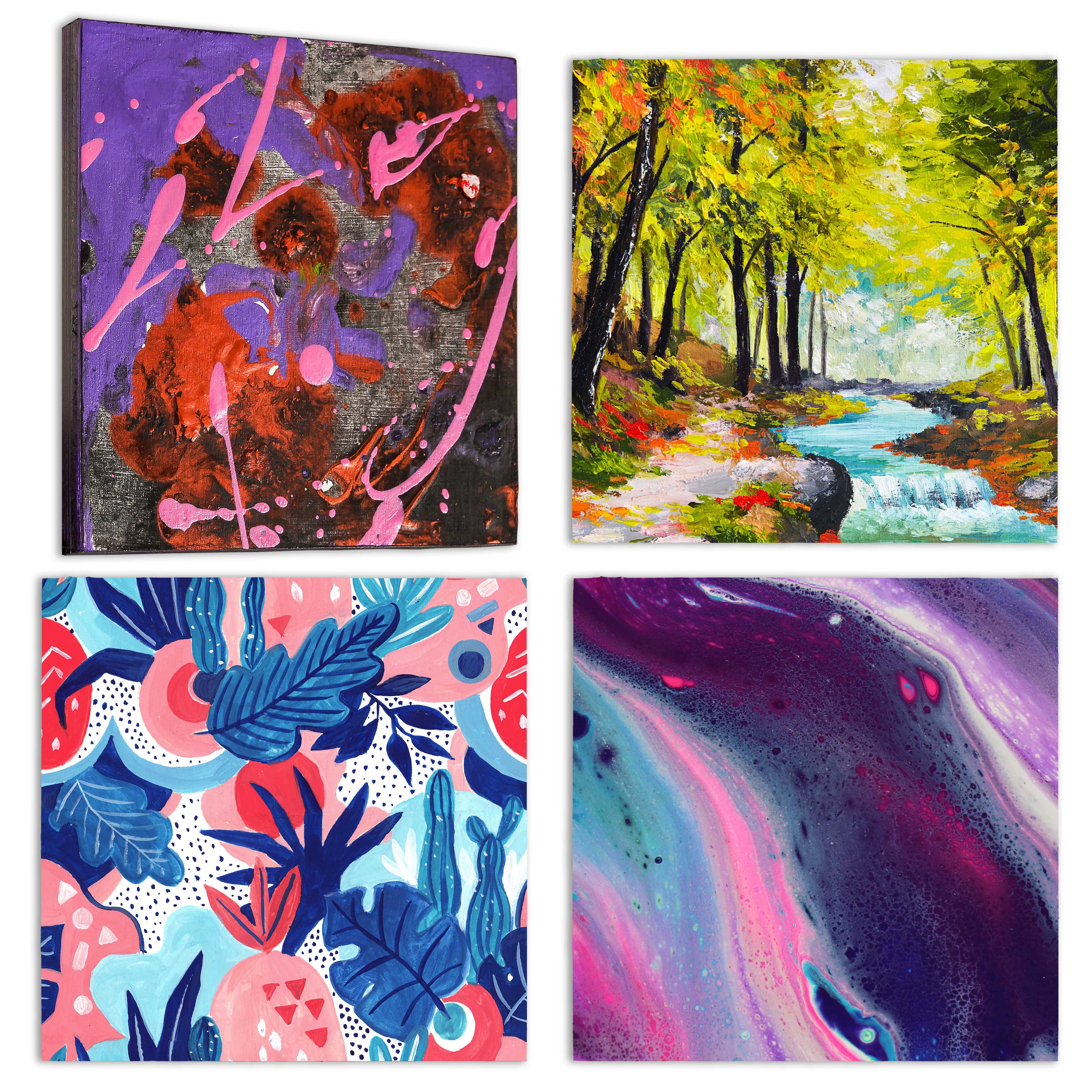 U.S. Art Supply 24" x 24" Birch Wood Paint Pouring Panel Boards, Studio 3/4" Deep Cradle (Pack of 2) - Artist Wooden Wall Canvases - Painting Mixed-Media Craft, Acrylic, Oil, Watercolor, Encaustic